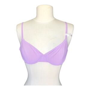 Aerie Smoothez Mesh Unlined Full Coverage Bra Purple Underwire 34B NWT
